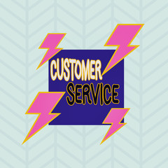 Conceptual hand writing showing Customer Service. Concept meaning process of ensuring customer satisfaction with a product Asymmetrical format pattern object outline multicolor design