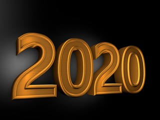 3d illustration of 2020 year background