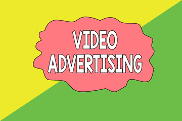 Conceptual hand writing showing Video Advertising. Concept meaning encompasses online display advertisements that have video Geometric Background Triangles for Business Presentations