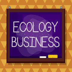 Text sign showing Ecology Business. Business photo text global ecology and environment protection business Asymmetrical uneven shaped format pattern object outline multicolour design