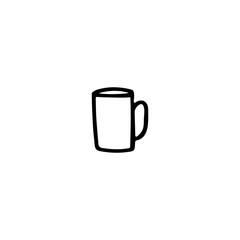 Hand drawn,doodle style flat vector mug icon isolated on a white background.