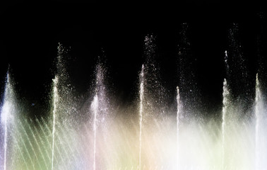 Magic fountain of Montjuic light show at Plaza Espanya in Barcelona.