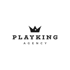 crown play button media logo inspiration vector icon illustration custom logo design vector