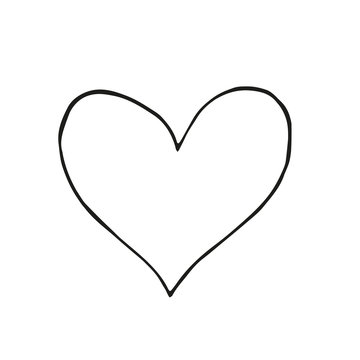 Hand drawn black heart isolated on white background. Vector illustration. Scribble heart. Love concept for Valentine's Day