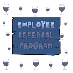 Text sign showing Employee Referral Program. Business photo text employees are rewarded for introducing recruits Wooden square plank empty frame slots grooves wood panel colored board lumber