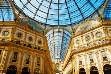 Rome, Italy. Vittorio Emanuele gallery on Square Piazza Duomo, Milan Italy, Europe. Popular Italian...