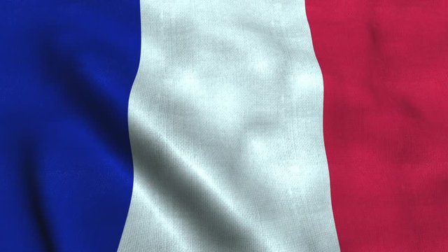 France flag waving in the wind. National flag of French Republic