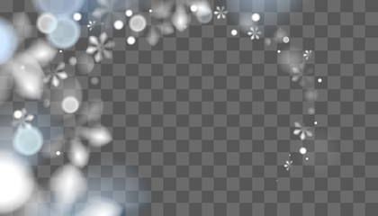 Winter transparent snowflakes design vector template