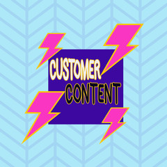 Conceptual hand writing showing Customer Content. Concept meaning content created voluntarily by customers and share publicly Asymmetrical format pattern object outline multicolor design