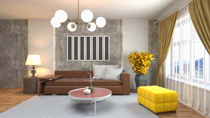 Interior of the living room. 3D illustration