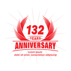 132 years logo design template. 132nd anniversary vector and illustration.