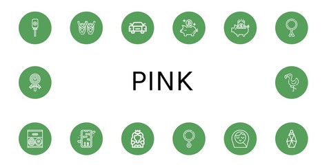 Set of pink icons