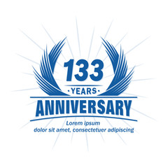 133 years logo design template. 133rd anniversary vector and illustration.