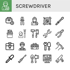 screwdriver simple icons set