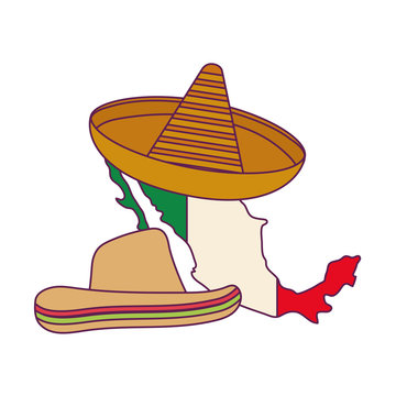 Isolated mexican hats and map vector design