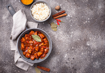 Curry chicken tikka masala with rice