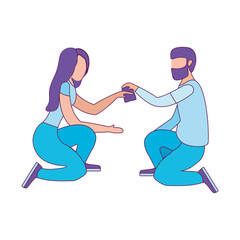 Avatar man and woman with seeds bag vector design