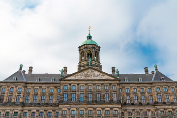 Fototapeta na wymiar The Royal Palace in Dam Square, Amsterdam, Netherlands