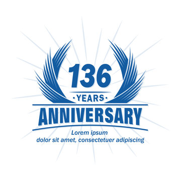136 years logo design template. 136th anniversary vector and illustration.