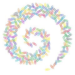 Stationary paperclips isolated on white background