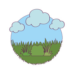 Isolated nature shrubs and clouds vector design
