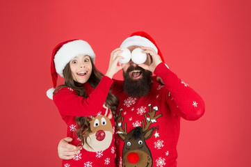 christmas together. happy family playing snowballs in winter. Family have fun snowballs during winter vacation. father and daughter celebrate new year. family holiday party. small girl and santa dad