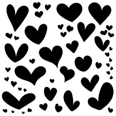 Set of doodles hearts. Grunge stamps collection. Love shapes for your design. Textured Valentine's Day signs. Romantic love symbols set for greeting valentines card element. Hand drawn.