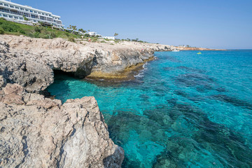 rocks and the sea, the ocean in Ayia Napa, Cyprus