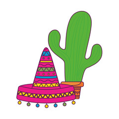Isolated mexican cactus and hat vector design