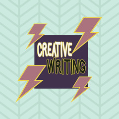 Conceptual hand writing showing Creative Writing. Concept meaning fiction or poetry which displays imagination or invention Asymmetrical format pattern object outline multicolor design