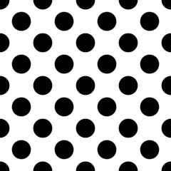 Black polka dots on white background retro seamless vector pattern