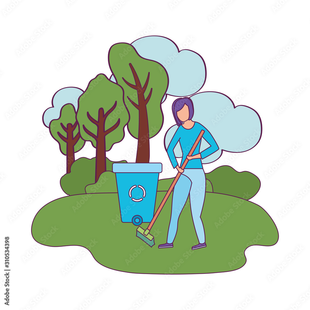 Sticker Isolated recycle trash and avatar woman vector design