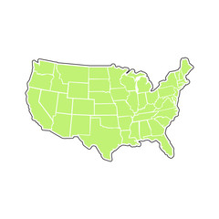 USA map with states vector illustration on white background