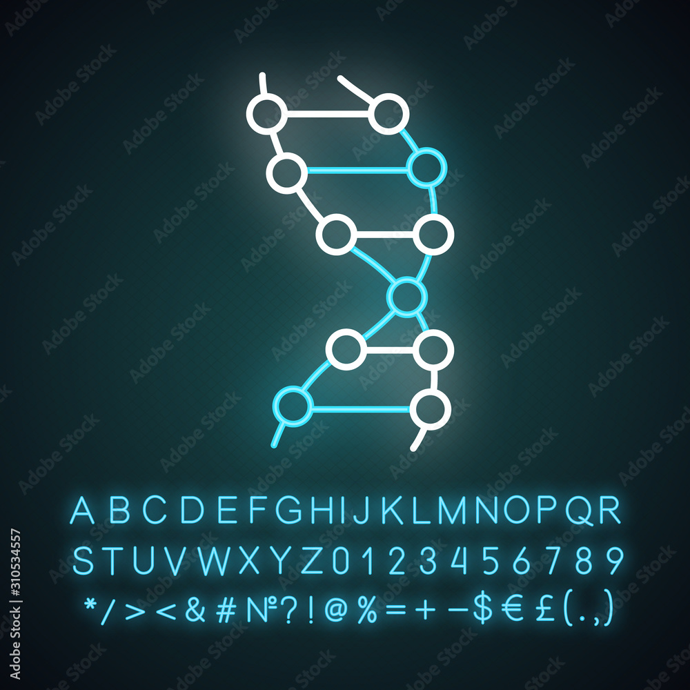 Canvas Prints dna helix neon light icon. z-dna. connected dots, lines. deoxyribonucleic, nucleic acid. molecular b