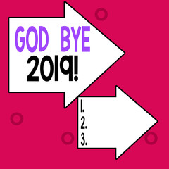Word writing text God Bye 2019. Business photo showcasing express good wishes when parting or at the end of last year Square rectangle paper sheet loaded with full creation of pattern theme