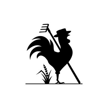 farmer chickens logo vector template