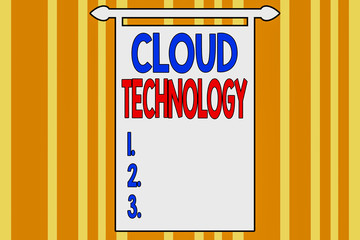 Handwriting text writing Cloud Technology. Conceptual photo on deanalysisd availability of computer system resources Abstract background multicolored intersecting striped pattern chromatic