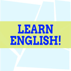 Writing note showing Learn English. Business concept for gain acquire knowledge in new language by study Polygon Quadrilateral Shapes of Four Sides in Pastel Color on White