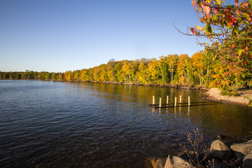 Great Lakes Water Levels. Flooded boat ramp on the coast of Lake Superior as Great Lakes water levels rise.