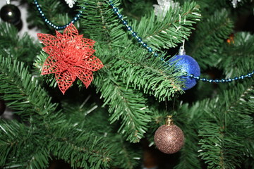 christmas toys on the green new year tree