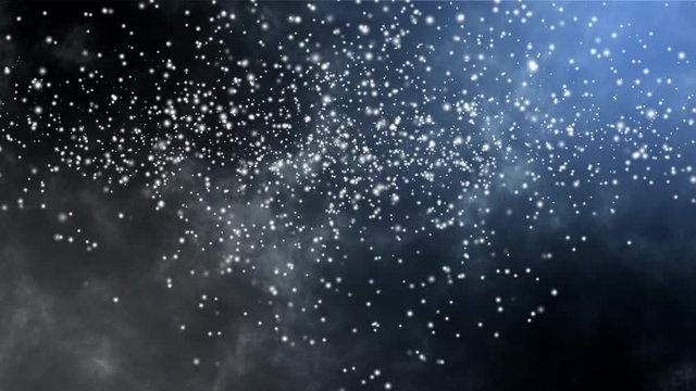 Abstract light blue and grey background of moving particles, looped animation