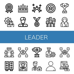 leader simple icons set