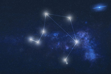 Libra Constellation stars in outer space. Zodiac Sign Aquarius constellation lines. Elements of...