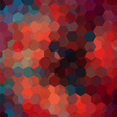 Geometric pattern, vector background with hexagons in red, brown, orange, blue  tones. Illustration pattern