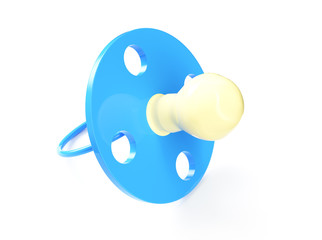 Blue baby dummy 3D render illustration isolated on white background