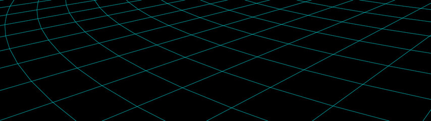 Vector perspective grid. Detailed lines on dark background.