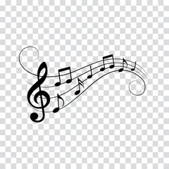 Music notes and symbols, musical design, isolated, vector illustration.