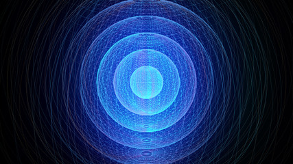 Futuristic sphere of multiple lines. Abstract wormhole. Illustration in space style. 3D rendering.