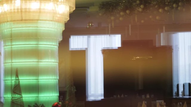 Christmas decoration of beautiful hotel restaurant