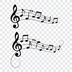 Music notes, symbols, musical design elements, vector illustration.